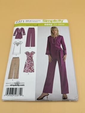Simplicity 2371 Uncut Sewing Pattern Misses Dress Tunic Pants Size 10-18